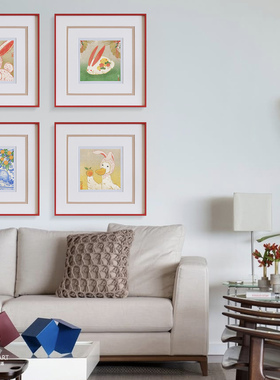 卡农新品 红色极简相框小众中古高级感卡通玄关卧室儿童房装饰画