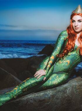 DC 正义联盟 海王海后湄拉Mera Cosplay英雄连体紧身衣zentai套