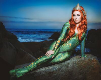 DC 正义联盟 海王海后湄拉Mera Cosplay英雄连体紧身衣zentai套