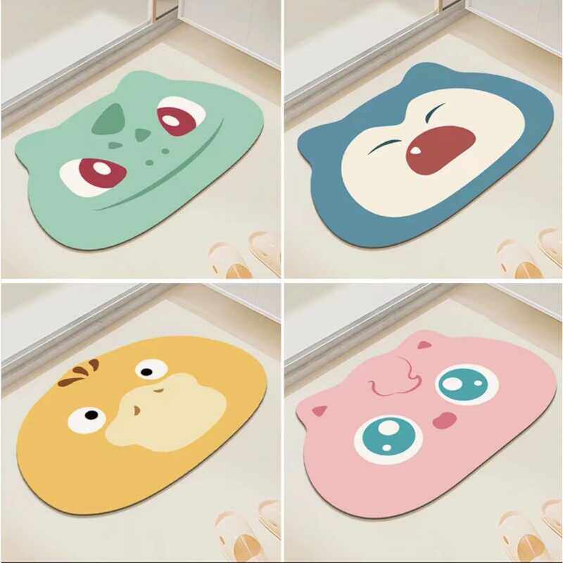 瞌睡怪兽软硅藻泥吸水地垫化妆室门口浴室防滑脚垫卡通速干地毯