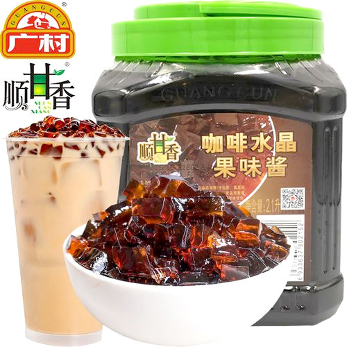 广村黑糖水晶2.1L咖啡味水晶 黑砖咖啡水晶冻晶球果冻粉