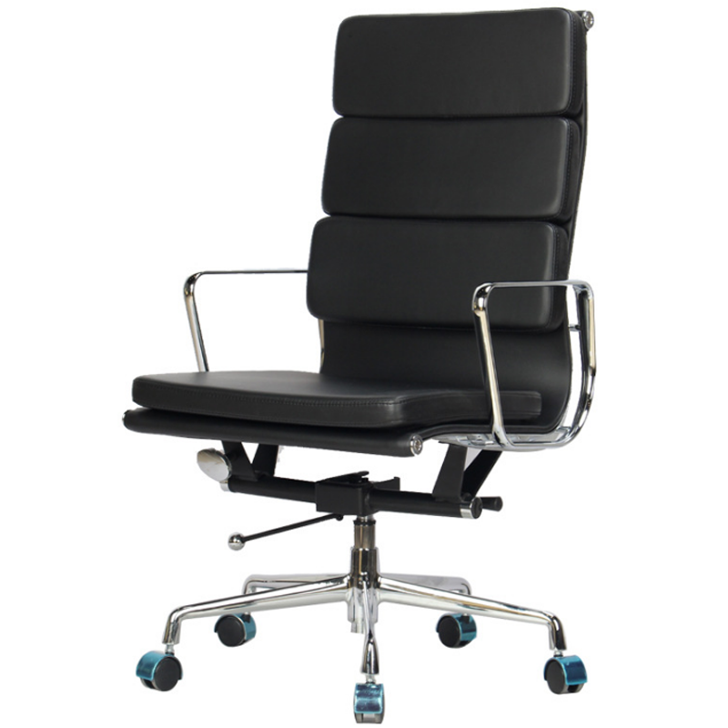 办公椅职员会议椅牛皮椅子弓形椅伊姆斯电脑椅前台转椅黑色老板椅