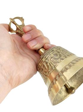 黄铜手摇铃铛复古手把件家居装饰