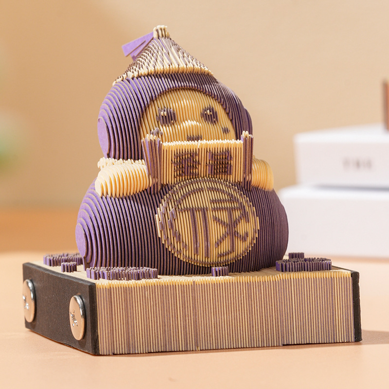 3D纸雕禄娃立体便签本艺术品台日历可手撕高颜值便利贴可爱国风