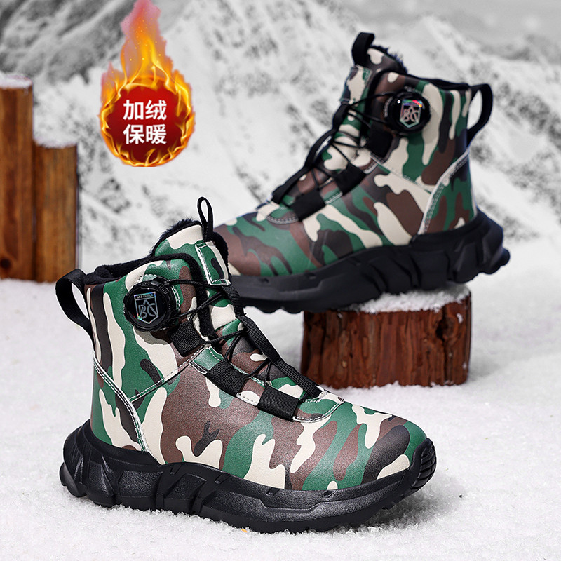 男童棉鞋冬季加绒保暖防水雪地靴