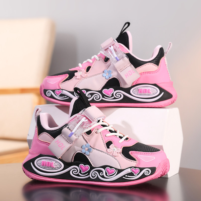 女童运动鞋秋冬新款防水皮面跑鞋