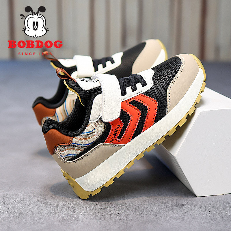 巴布豆男童运动鞋2025秋冬款防水皮面软底防滑耐磨儿童时尚跑步鞋