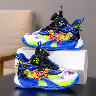 子皮面防水中大童小男孩实战训练篮球鞋 男童鞋 SYR儿童运动鞋 ABC