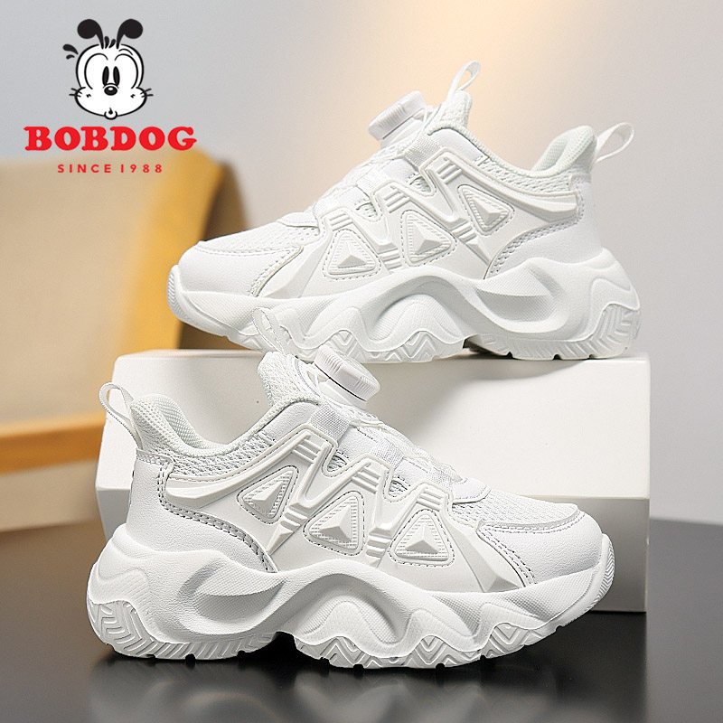 巴布豆儿童小白鞋2025秋冬新款男童运动鞋校园演出女孩白色跑步鞋