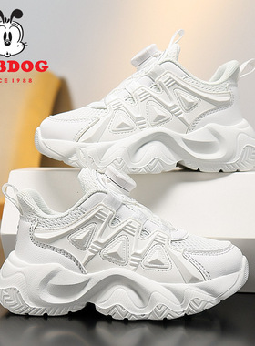 巴布豆儿童小白鞋2026秋冬新款男童运动鞋校园演出女孩白色跑步鞋