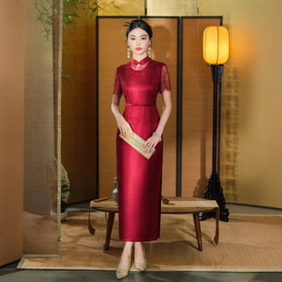 唐之恋红色敬酒服高级醋酸旗袍中式婚礼服2026喜婆婆喜妈妈主持人