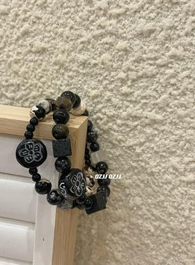 复古黑色新中式小花手串