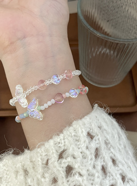 乔治姐姐/彩色蝴蝶水晶串珠手链女夏高级感小众设计闺蜜手串手饰
