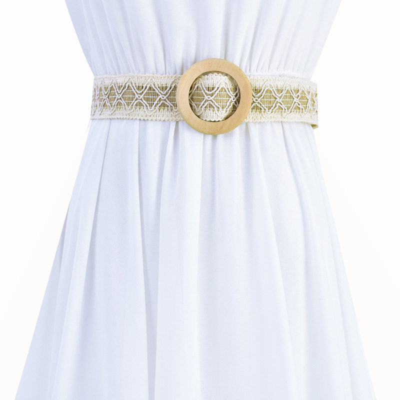 宽腰带韩版简约百搭圆扣木质配连衣裙毛衣外套装饰皮带文艺范腰封