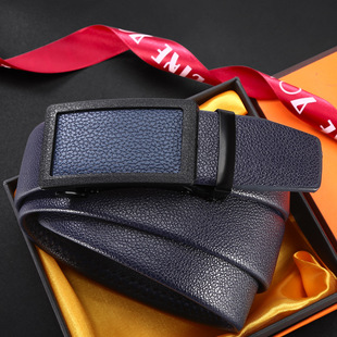 男士皮带荔枝纹人造皮革腰带男款休闲百搭贴皮自动扣裤带