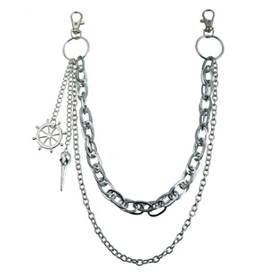 饰链 装 嘻哈双层金属裤 链女潮酷设计骷髅鸦尖嘴吊坠腰部配饰牛仔裤