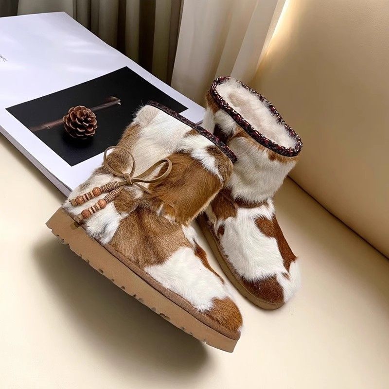 真皮马毛雪地靴蒙古民族风女冬皮毛一体羊毛加绒加厚抗寒保暖短靴,女鞋,时尚雪地靴,淘宝优惠券,粉丝福利购,淘宝优惠卷