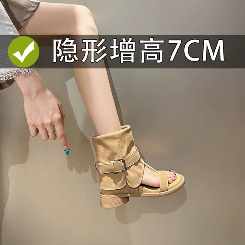 马丁靴女夏季罗马堆堆凉靴裤管靴