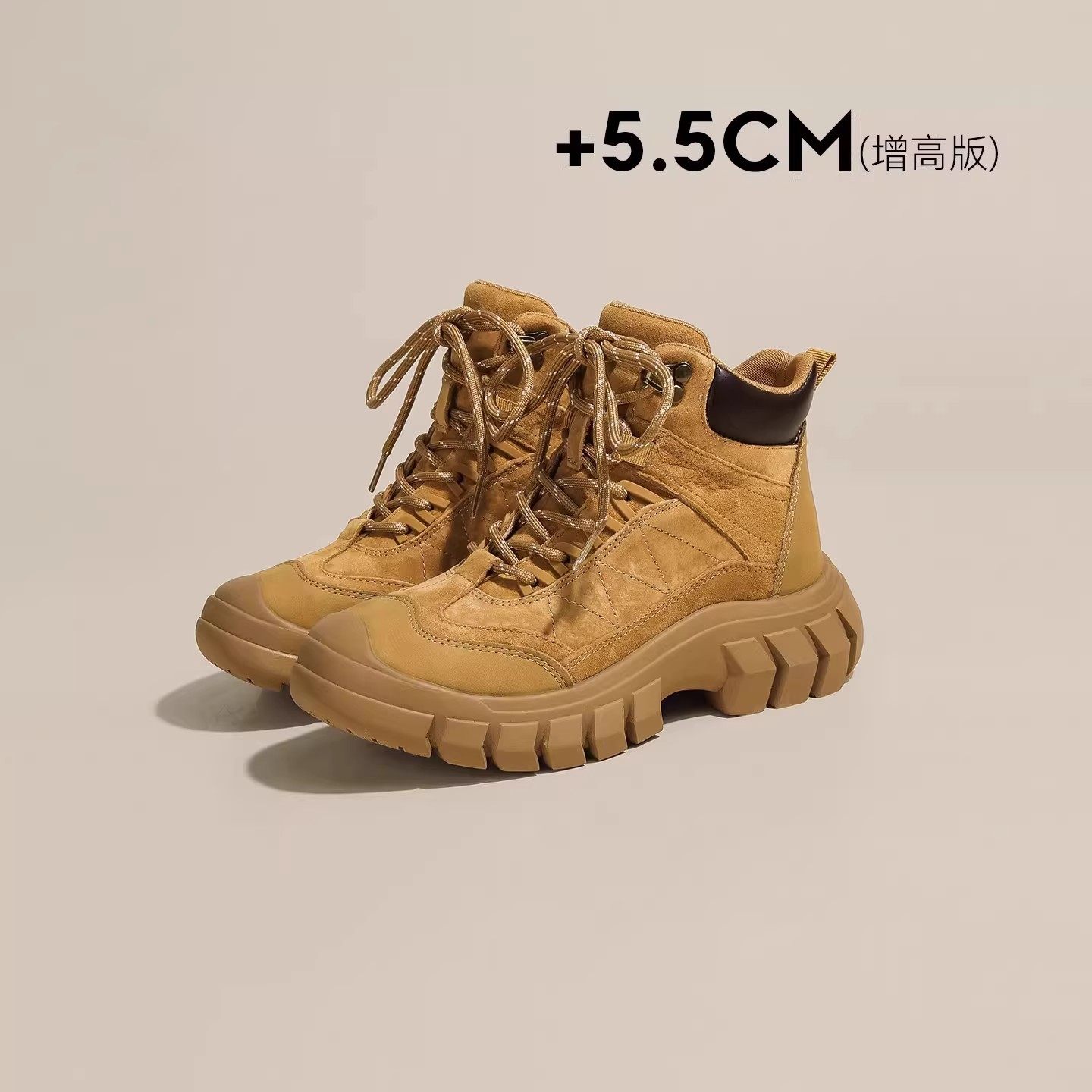 户外厚底徒步鞋女2026春季新款增高防滑防水登山鞋中帮马丁短靴子