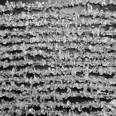 天然白水晶不规则有孔5-8mm碎石diy配手链锁骨项链配件半成品