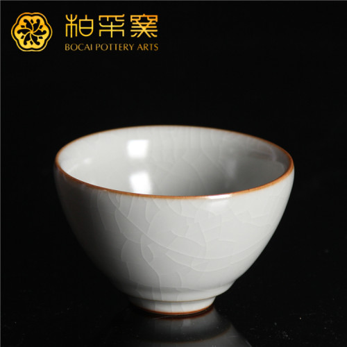 柏采汝窑德意杯月白色茶杯汝瓷杯