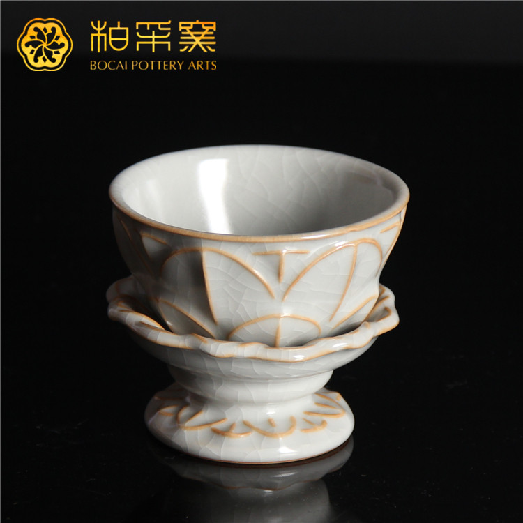 柏采窑金玉兰凝茶漏月白如意茶滤汝窑茶具开片过滤网汝瓷茶道配件