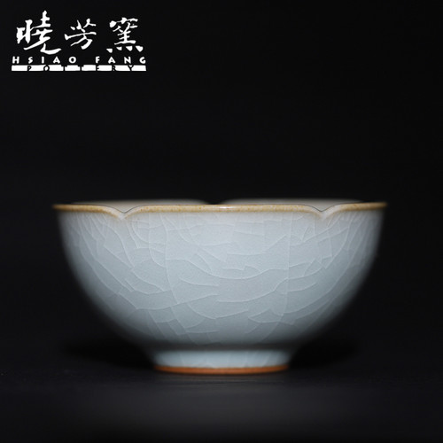 晓芳窑汝窑天青葵口杯全手工茶杯