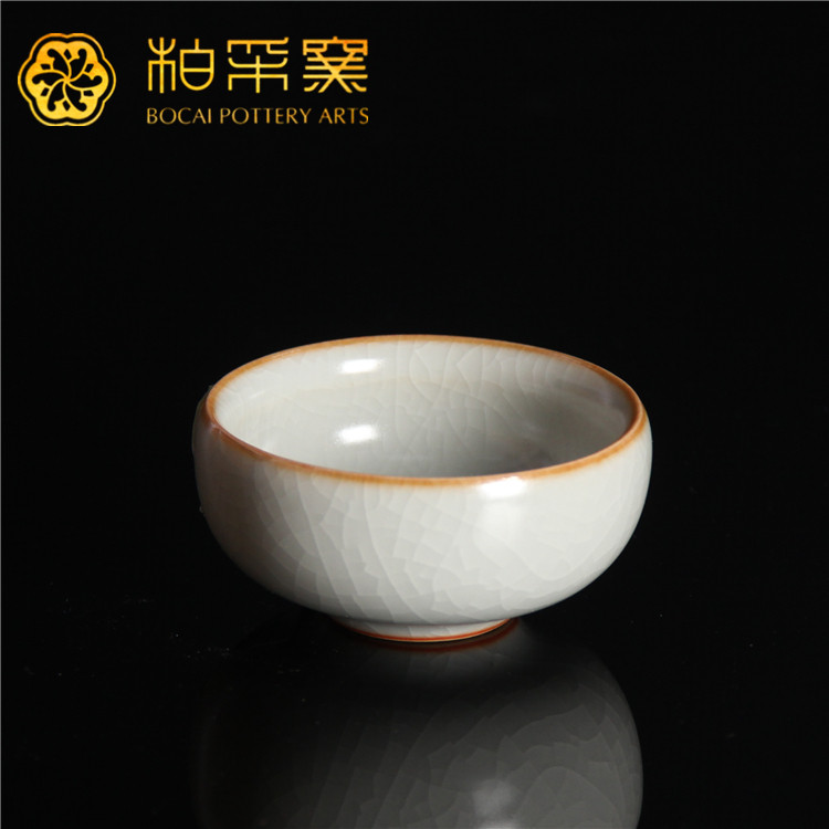 柏采汝窑冬青釉月白福意杯全手工罗汉杯复古品杯中式茶杯陶瓷茶具