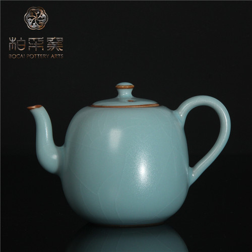 台湾柏采窑二代粉青蔓瓜壶手工壶