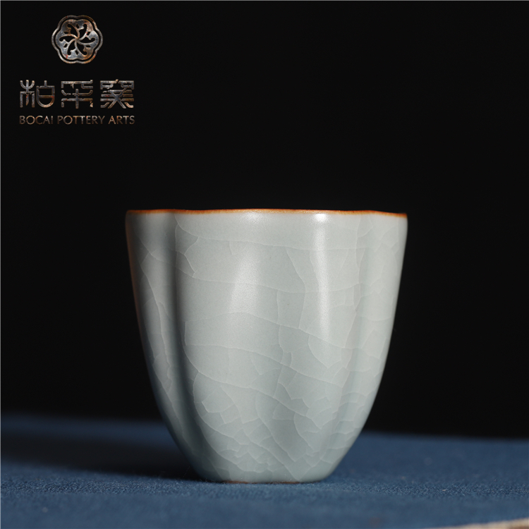 正品 柏采汝窑三代冬青铉影四方杯 汝瓷品茗杯主人杯陶瓷功夫茶杯