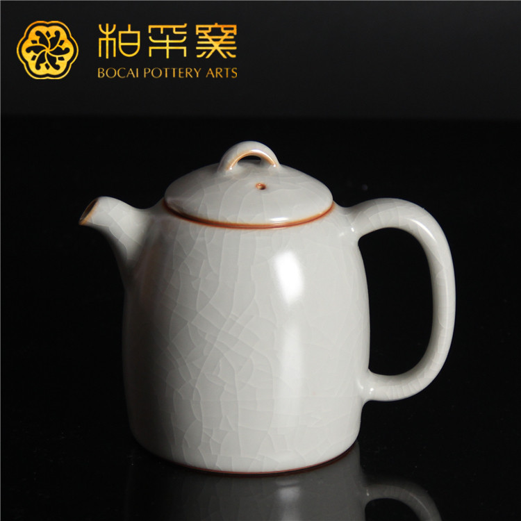 台湾柏采窑秦权壶hr-135e 汝窑茶壶陶瓷茶具手工泡茶壶开片传统壶