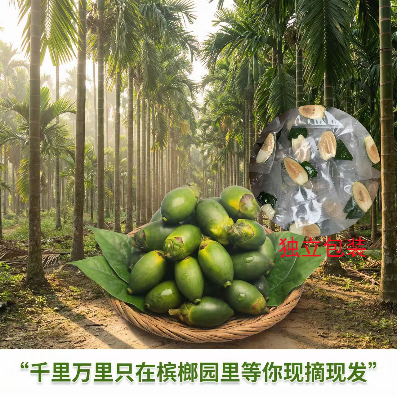 海南陵水槟榔青果500g现摘现发真空独立包装新鲜槟榔嫩果农家自产
