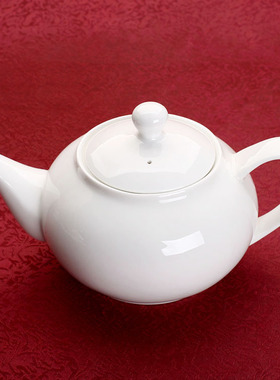 小柿形壶 450/770ml唐山高骨瓷纯白色茶壶陶瓷器酒店水壶骨质瓷