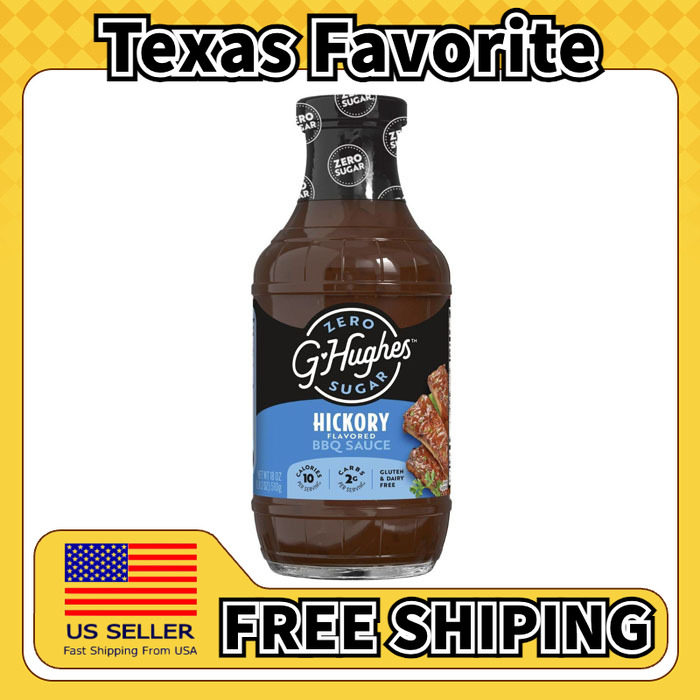 美国直邮G Hughes Sugar Free Hickory 无糖山核桃味烧烤酱 510g