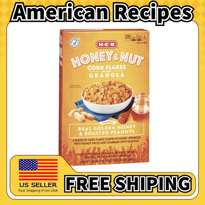 美国直邮HEB Cereal 美式早餐即食蜂蜜坚果玉米片冷冲麦片510g