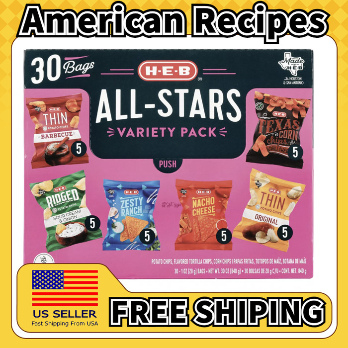 美国直邮HEB All-Stars Variety Pack Chips 家庭装混合薯片30包