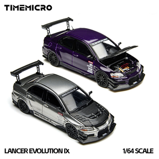 TimeMicro|PSC车舍1:64三菱EVO9代银金属紫碳盖开盖合金汽车模型