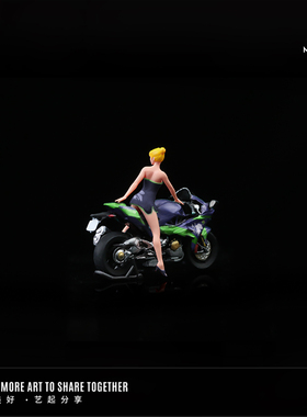 汇艺1:64 川崎初号机 白色拉花 摩托人偶套装 树脂仿真模型 摆件