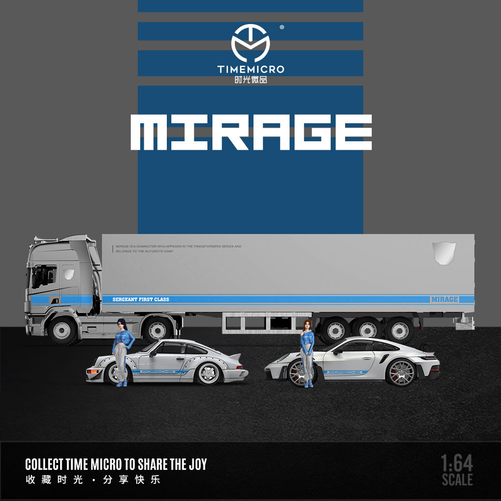 时光TM1:64保时捷964 992斯堪尼亚货柜车幻影系列仿真合金车模型