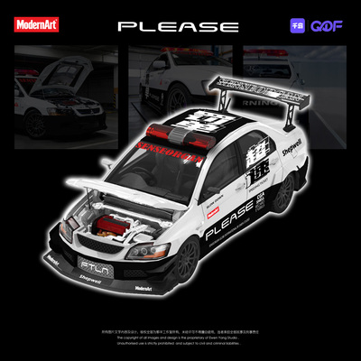 【现货展会版】潮艺 1:64 三菱EVO9宽体 罚单警车 合金车模