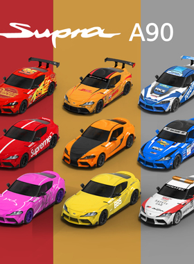TimeMicro 1:64 速霸Supra A90橙色DHL涂装仿真合金汽车模型摆件