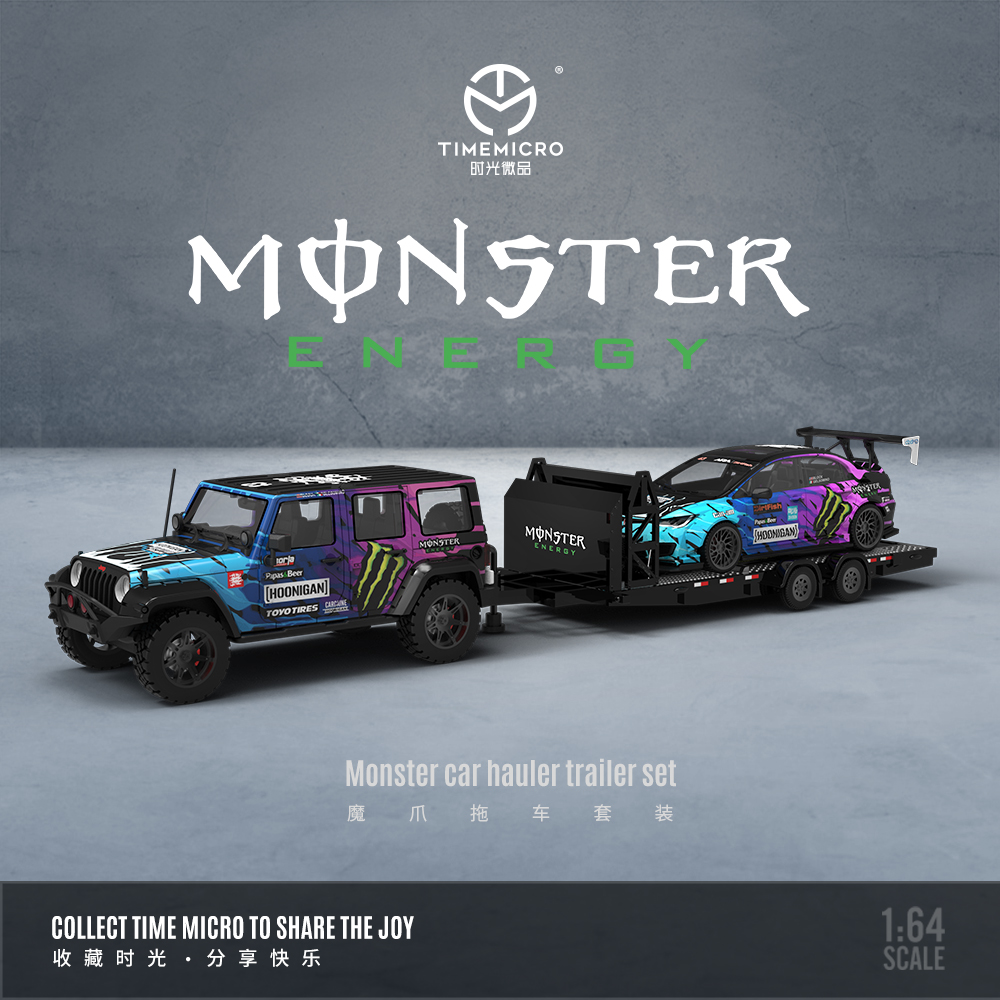 TimeMicro1:64 保时捷918 牧马人鬼爪T1巴士拖车套装系列合金车模
