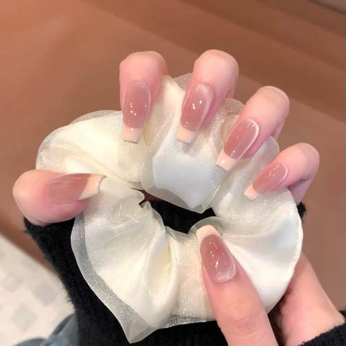 丝绒猫眼法式新款纯手工穿戴甲