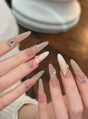 林先生高端手工穿戴甲春夏冰凝肌肤蝴蝶重工绝美高级拍婚纱照美甲