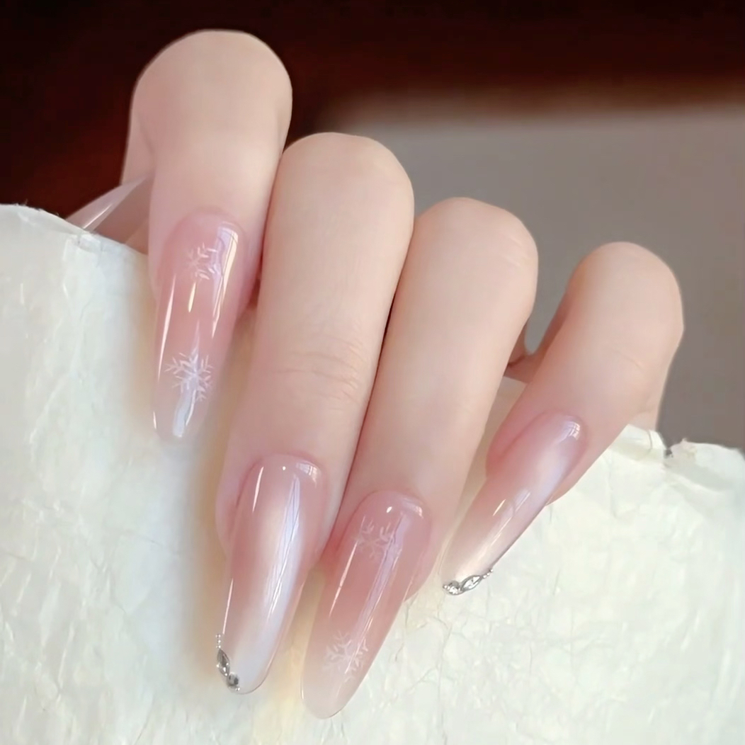 圣诞猫眼雪花百搭成品假指甲