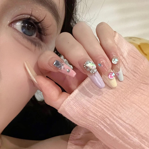 林先生马卡龙人鱼珠子穿戴甲婚甲千金风手作穿戴甲夏季法式美甲