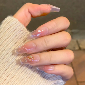 假指甲小红书同款夏季腮红猫眼贝壳美甲穿戴甲免照灯手工光疗甲片