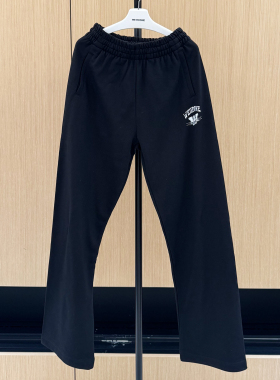 we11doneshark裂纹字母印花美式抽绳休闲运动直筒毛圈长裤男女潮