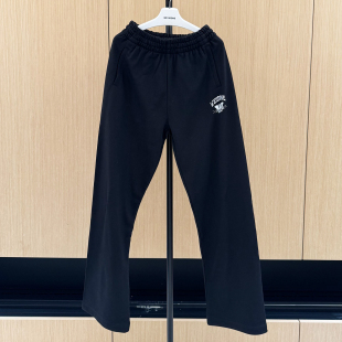 we11doneshark裂纹字母印花美式 男女潮 抽绳休闲运动直筒毛圈长裤