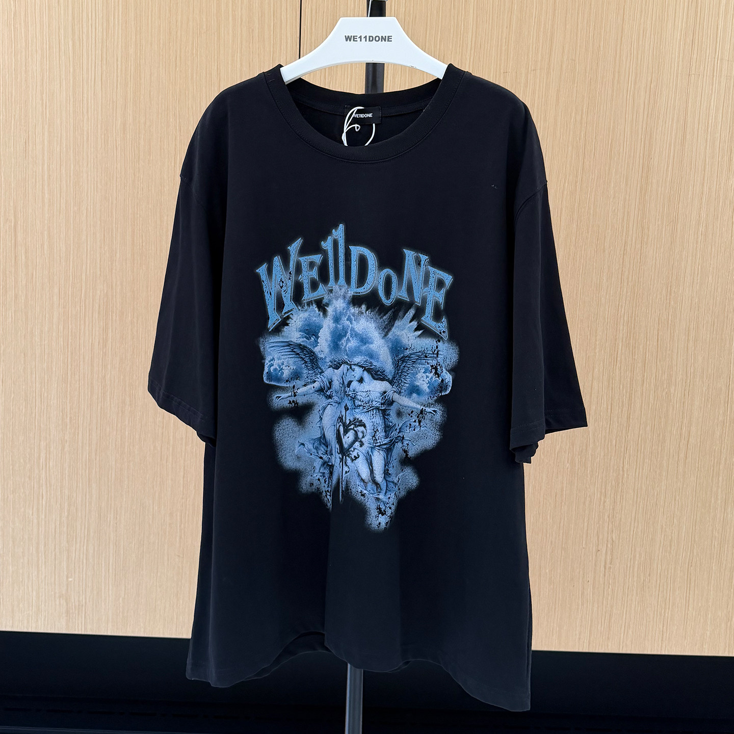 we11暗黑天使翅膀海报印花短袖